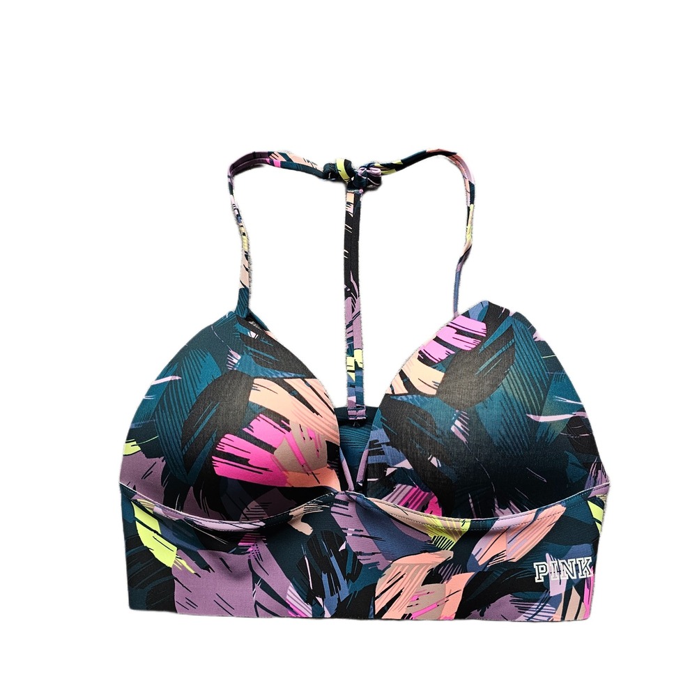 Victoria's Secret PINK Push Up Bikini Top Womens Medium Multi Abstract Tropical